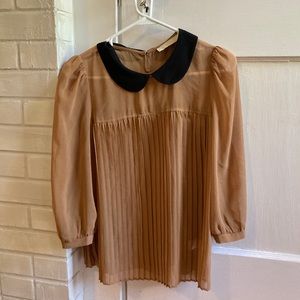 Urban Outfitters Peter Pan collar sheer blouse mustard color